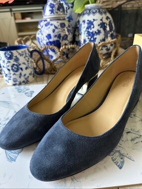 Michael Kors Navy Suede Round-Toe Flats
